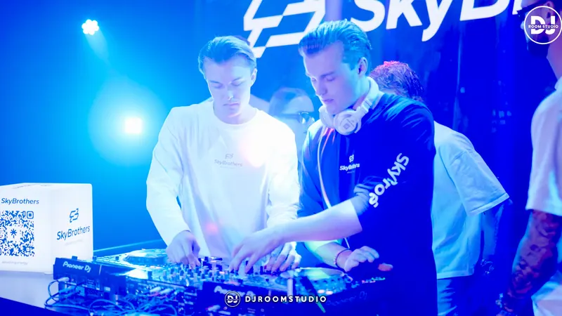 The Sky Brothers together behind the decks at DJ Room Studio